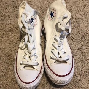 Barley worn white high top converse